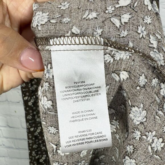 Cottage Milkmaid Midi Dress Women Plus 3X Brown Floral Puff Sleeve Prairie - Picture 5 of 14